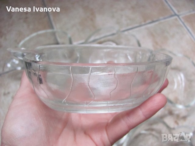 6 броя стъклени купи - ябълка, снимка 3 - Чинии - 34328213