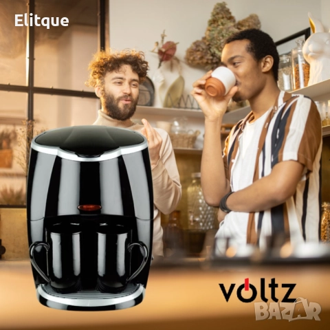 Кафеварка Rosberg Voltz 450W с две чаши, Черна, 2 ГОДИНИ ГАРАНЦИЯ, снимка 12 - Други - 52831654