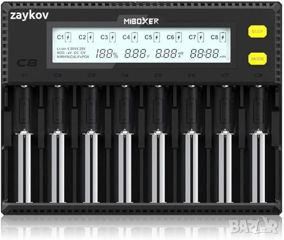 MiBOXER 18650 Зарядно устройство за батерии, 8-отсечно интелигентно зарядно устройство, снимка 6 - Друга електроника - 44810441