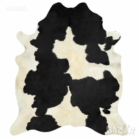 vidaXL Килим от волска кожа, черно и бяло, 150x170 см, снимка 8 - Килими - 56146524