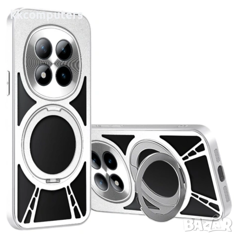 Магнитен Калъф за Xiaomi Redmi Note 15 Pro 5G - PC+Силикон+Метал, Вентилация, Стойка, 2 цвята, снимка 2 - Калъфи, кейсове - 53781140