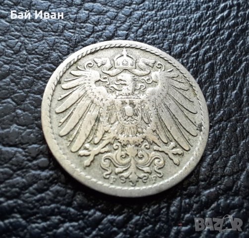Стара монета 5 пфенига 1900 г. буква F - Германия- рядка ,124 годишна ! , снимка 3 - Нумизматика и бонистика - 39724270