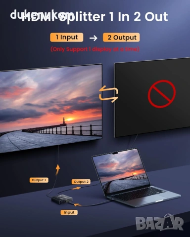 HDMI 2.1 суич/сплитер 8K – двупосочен, алуминиев корпус, снимка 5 - Суичове - 53242841