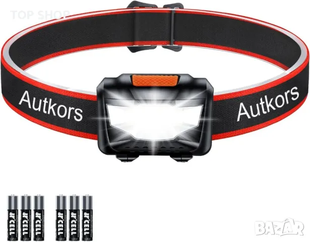 Светодиодно фенерче Autkors,Супер ярък фар за глава, лек,удобен при бягане, риболов