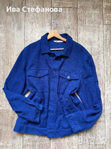 Синя нова уникална спортно елегантна риза яке zara Zara Зара унисекс модел за мъж и жена , снимка 4 - Якета - 51700442