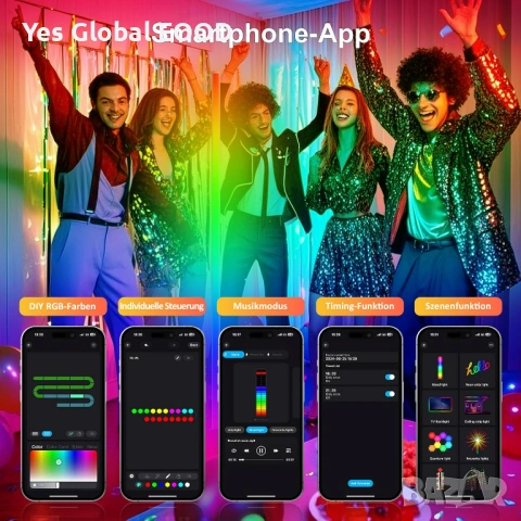 RGBIC LED Подова лампа 140см с App и Music Sync, снимка 6 - Лед осветление - 53640006