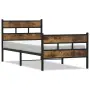 vidaXL Метална рамка за легло, без матрак, опушен дъб, 75x190 см, снимка 1