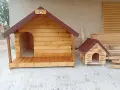 Дървена къща за куче с веранда , кучешка колиба дървени къщи за кучета, снимка 7