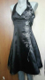 Черна рокля от сатен, гол гръб,със сребриста бродерия🍀❤M,M/L❤🍀арт.4106, снимка 1