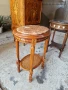 Уникална антикварна френска дървена масичка с ратан и мраморен плот, снимка 4