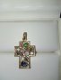  18 к. дизайнерски златен кръст със скъпоценни камъни /изумруд,сапфир,рубин..., снимка 2