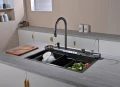 Мултифункционална кухненска мивка с регулируем двоен водопад и динамична подсветка M03, снимка 1