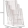 Taymar Поставки за брошури DL (1/3 A4), 3 нива, пластмасови, прозрачни, вертикални, опаковка от 4бр, снимка 2