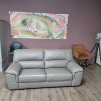 Италиански сив кожен диван тройка Virgilio, снимка 8 - Дивани и мека мебел - 44297960