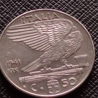 Две монети 50/20 цента 1941/1940г. Италия за колекция - 26381, снимка 2 - Нумизматика и бонистика - 36044979
