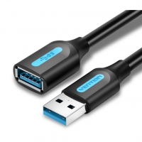 Кабел USB3.0 Мъжко - Женско 1.5m 5Gb/s Черен Vention CBHBG Cable USB - USB M/M, снимка 1 - USB кабели - 36500680