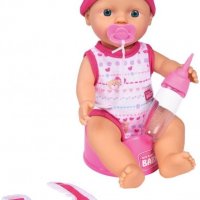 Пишкаща кукла-бебе Simba New Born 105037800 - Baby Darling, розова дрешка на сърчица, снимка 1 - Кукли - 36000403