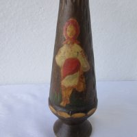 Дървена ваза с рисунка, стара, снимка 1 - Други - 40211722