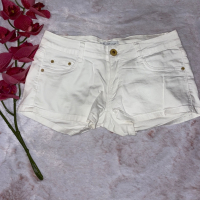 Дънкови къси панталони бели изчистен модел еластични , снимка 2 - Къси панталони и бермуди - 36319333
