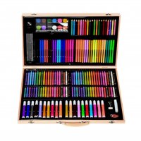 Комплект за Рисуване и оцветяване в дървен куфар 180 части, снимка 2 - Рисуване и оцветяване - 35566804