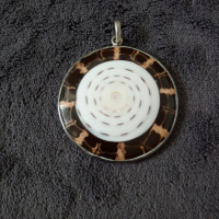 Сребърен медальон с черупка Окото на Шива, снимка 1 - Колиета, медальони, синджири - 44683515
