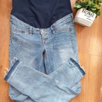 Накъсани дънки за бременни от H&M Мama Skinny High Rib, снимка 2 - Дрехи за бременни - 39973109