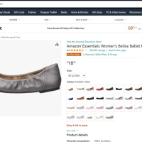 Дамски балетки Amazon Essentials балерини N41 цвят метално сребристо, снимка 6 - Дамски ежедневни обувки - 44737524