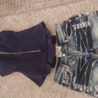 секси къси дънки+подарък блузка , снимка 1 - Къси панталони и бермуди - 41686030