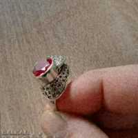 Голям сребърен пръстен с камъни, снимка 6 - Пръстени - 44689845