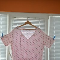Бледорозова лятна блуза на фигури, снимка 1 - Тениски - 41923317