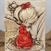 Момиченце Ангел с кукла дълбок силиконов молд форма за украса торта фондан гипс сапун шоколад, снимка 2 - Форми - 23534973