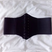 Широк колан-корсет за талия от еко кожа в черен цвят, снимка 2 - Корсети, бюстиета, топове - 41488421
