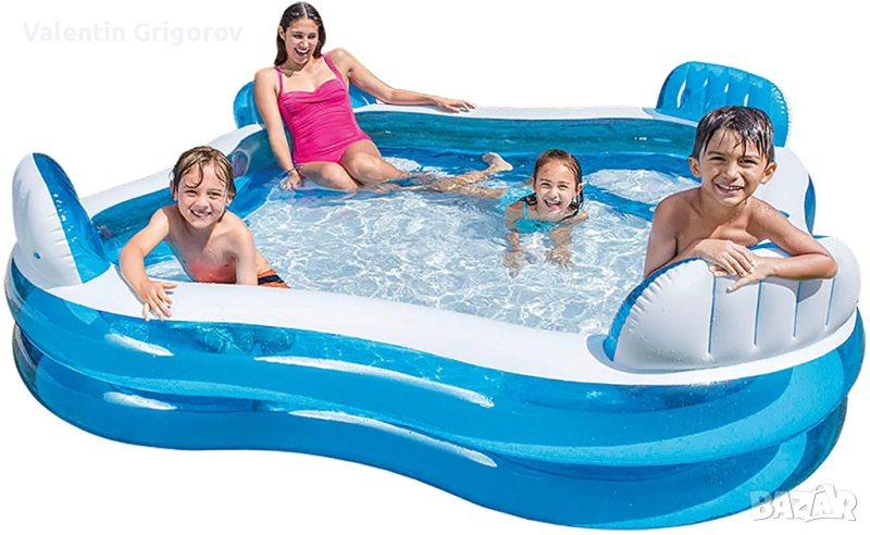 Надуваем басейн със седалки 229 х 66 см Swim Centre INTEX CROCOLAND, снимка 1