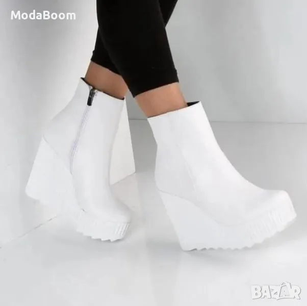 Боти на платформа - Кожа, снимка 1