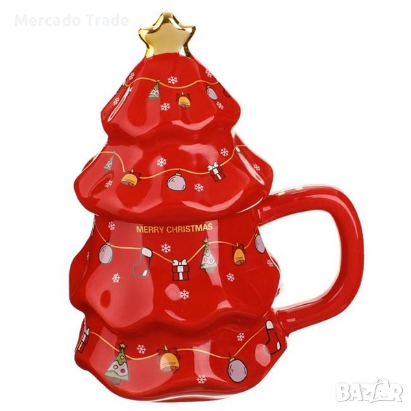 Коледна чаша Mercado Trade, Елха, 450мл., Червен, снимка 1