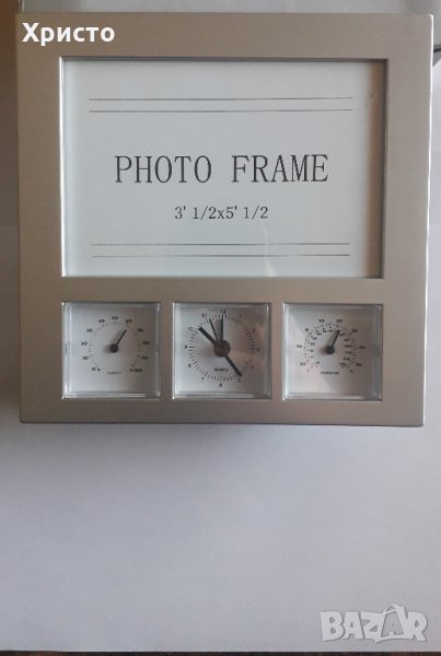 хидрометър с термометър, часовник и рамка за снимка, снимка 1