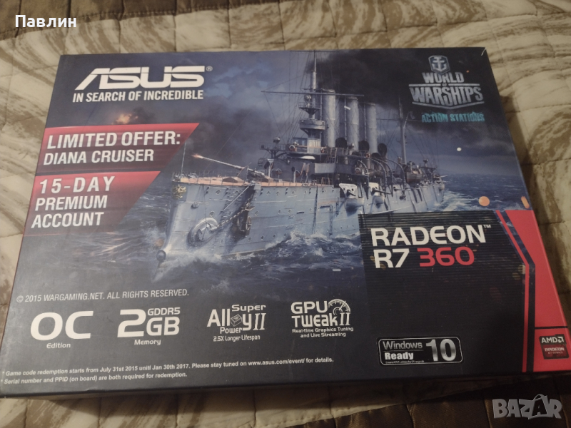 НОВА Видеокарта ASUS AMD Radeon R7 360 OC 2GD5 V2, снимка 1