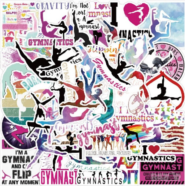 50 бр Гимнастика Гимнастичка самозалепващи лепенки стикери за украса декор картонена торта и др, снимка 1