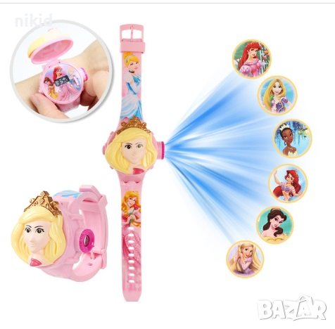 3D детски часовник прожектор Принцеса Принцеси с 24 картинки прожекцжия с книжки подарък, снимка 1