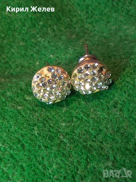 НЕЖНИ СРЕБЪРНИ ВИНТИДЖ АРТ ОБЕЦИ с БЯЛ ЕМАЙЛ и КРИСТАЛИ 30776, снимка 1