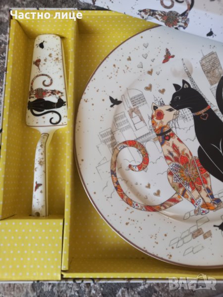 Порцеланов комплект с котки + подарък , снимка 1