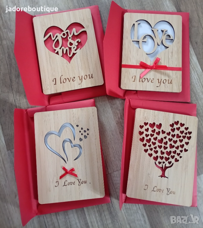 Дървени картички I love you - различни видове, снимка 1