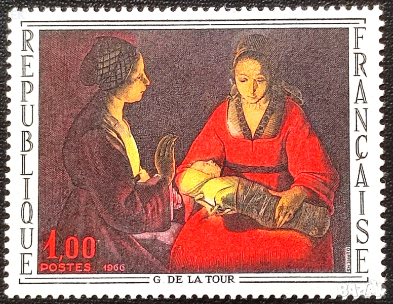 Франция, 1966 г. - самостоятелна чиста марка, изкуство, 3*12, снимка 1