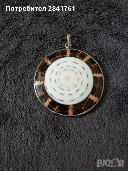 Сребърен медальон с черупка Окото на Шива, снимка 1