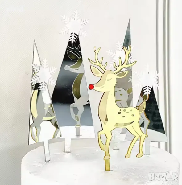 елен златен коледен топер украса за торта декор акрил, снимка 1