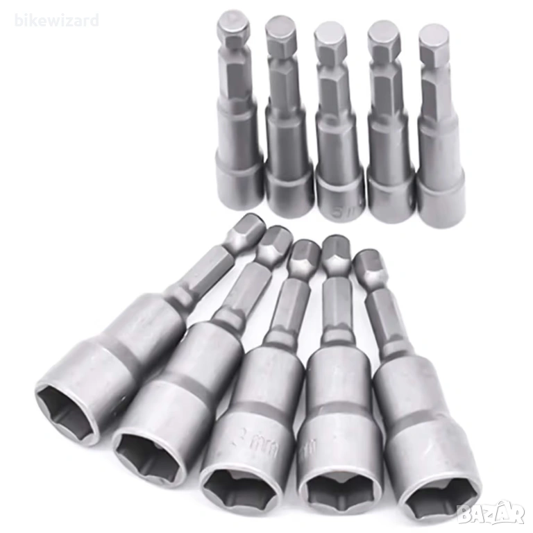 Комплект от 10 магнитни шестостенни вложки, глух ключ 6-19 мм НОВИ, снимка 1