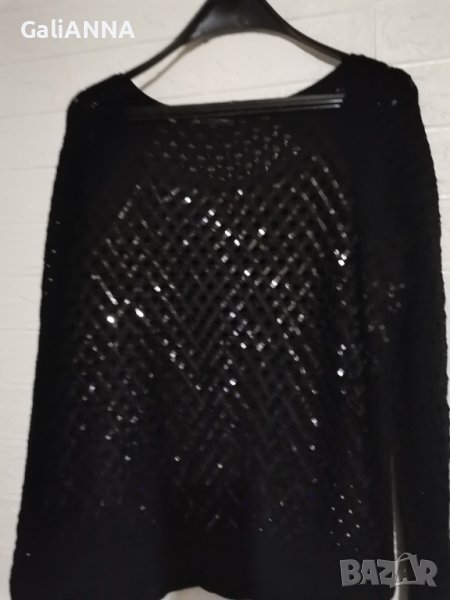 СТРАХОТНА БЛУЗА С ЛЪСКАВИ ЧЕРНИ ПАЕТИ XL, снимка 1
