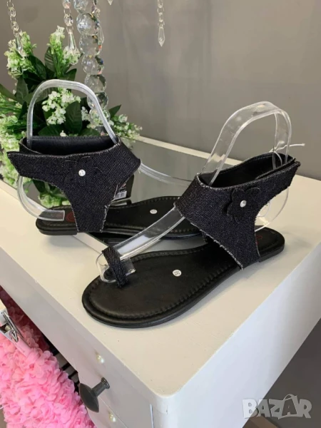 Дамски сандали в черно синьо и тъмно синьо, снимка 1