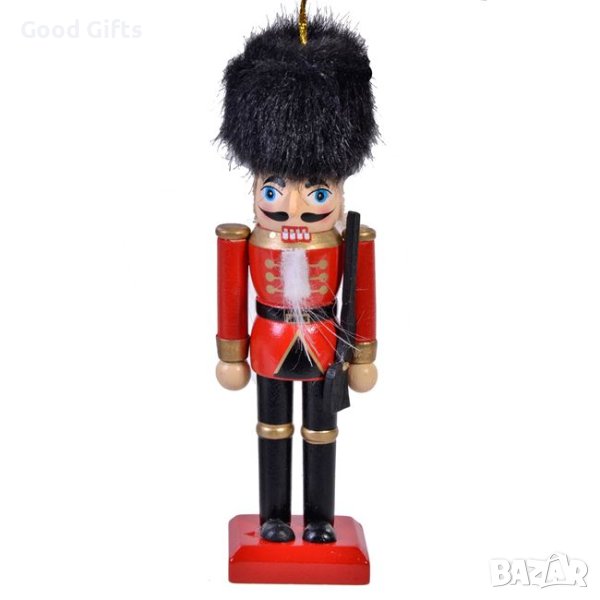 2 броя Дървени Висулки за елха, Лешникотрошачката, Червено и черно, 13см, снимка 1