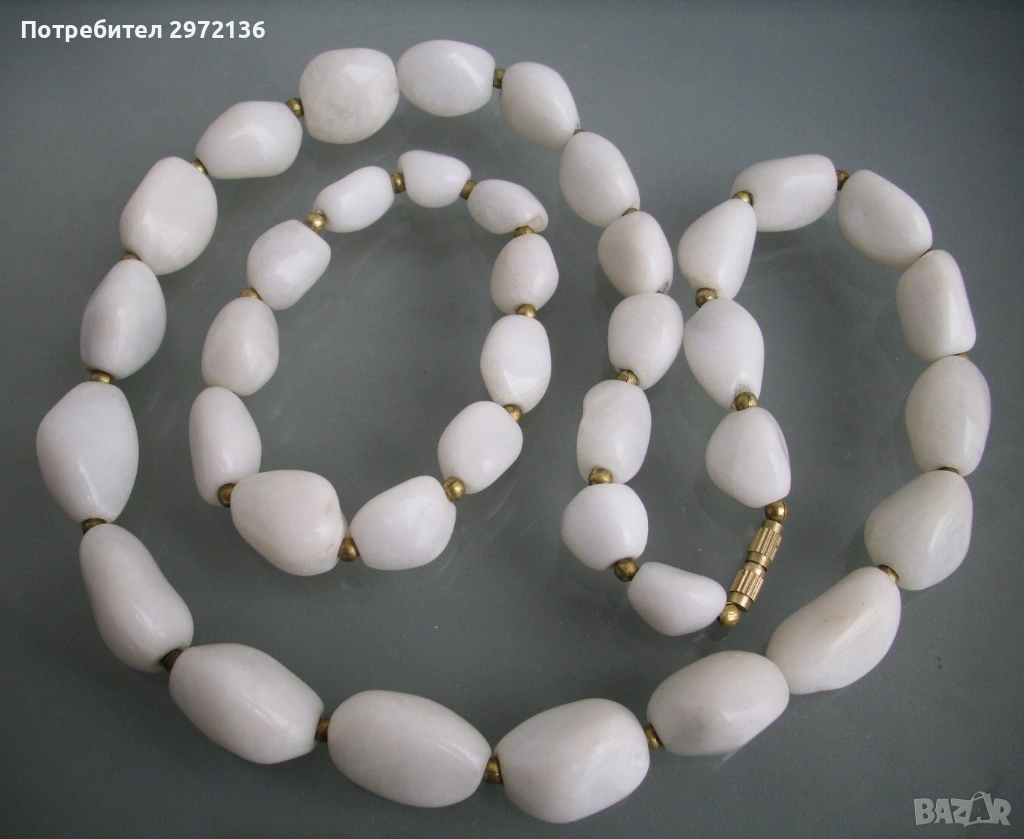 Колие и гривна бял ахат, снимка 1